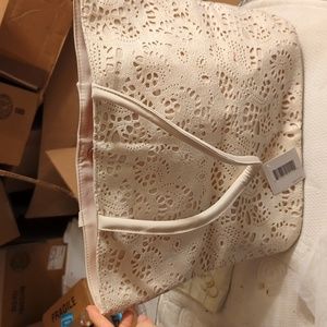 Cream color Nordstrom tote bag  lace on one side